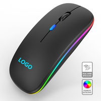Ratón de carga inalámbrica de material ABS de modo dual Estilo 3D Seguimiento óptico Luz LED 7-RGB Retroiluminado Alimentado por batería delgada