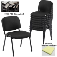 Chaise empilable de conférence, de bureau, d'hôtel et de banquet, structure robuste, surface en cuir, dossier en maille ergonomique, certifiée CE