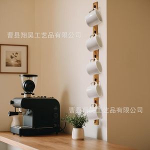 Wooden Wall Mounted Mug <b>Rack</b> 5 Tier Beech Finish Punch Free <b>Storage</b> For Coffee Cups <b>Kitchen</b> Organization - Product Image 3