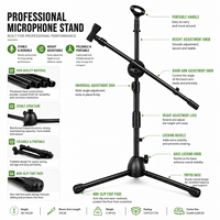 Support de microphone à perche réglable en métal IB-55B avec pince pour micro pour scène, studio et enregistrement