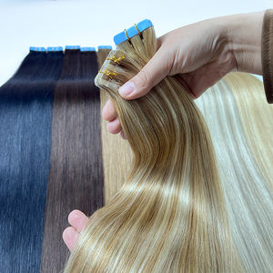 Extensions de cheveux naturels à bandes adhésives double face invisibles et sans couture, lisses, noires, brunes, blondes, pour salon - Product Image 4