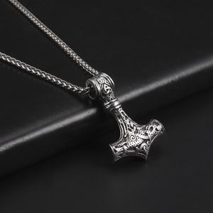 Viking Stainless Steel <strong>Hammer</strong> Men <strong>Necklace</strong> Mjolnir <strong>Thor</strong> <strong>Hammer</strong> Pendant <strong>Necklace</strong> Never Fade Talisman Amulet Jewelry for Men - Product Image 2