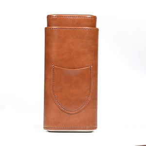 Caja de puros de viaje de madera clásica de diseño moderno de lujo con laca cortador de acero inoxidable caja de tapa inferior de cuero hecha de MDF - Product Image 3