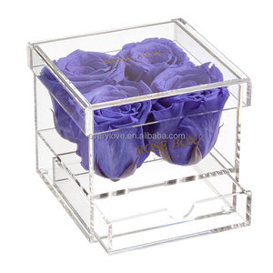 Cada amor venta al por mayor 4 rosas arreglo eterna para siempre y rosas en caja <span class=keywords><strong>de</strong></span> acrílico con cajón - Product Image 6