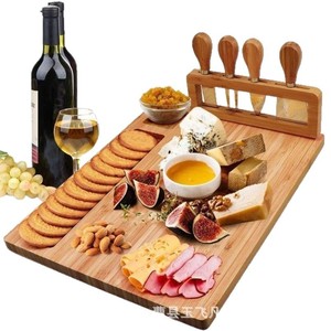 Bamboo <b>Cheese</b> Board <b>Set</b> With <b>Knife</b> And Fork Natural Wood Color Durable Home Use Solid Wood Steak And Cooked Food Tray - Product Image 5