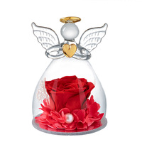 Boîte cadeau en verre avec rose éternelle WF Cross-border Eternal Angel, pour la Saint-Valentin, Noël, mariage, vente en gros