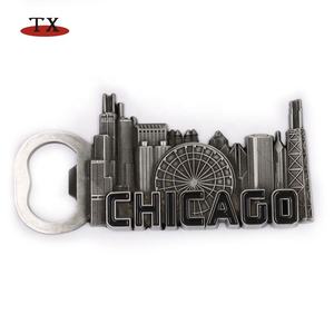 Ouvre-bouteille magnétique de réfrigérateur USA Souvenir Metal <span class=keywords><strong>Skyline</strong></span> Chicago - Product Image 1