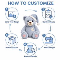 Ours en peluche brodé sur mesure, directement de l'usine, avec fonction anti-stress, tissu super doux, OEM/ODM pour marques IP originales