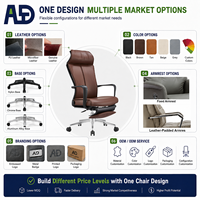 Chaise de bureau de direction à dossier haut en cuir, ergonomique, pivotante, inclinable, avec base chromée