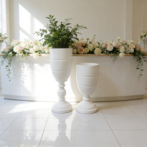 Vaso da terra a strati a forma di calice, leggero, resistente, contemporaneo, in fibra vegetale, <span class=keywords><strong>per</strong></span> decorazioni eleganti di matrimoni, banchetti ed eventi - Product Image 1