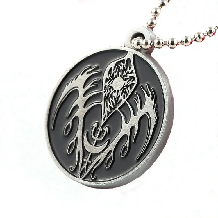 antique silver custom logo round charms and men pendants necklace