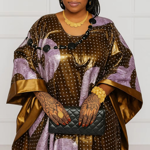 Foulard africain élégant pour femme en lin et coton respirant, brodé, taille haute, style décontracté, idéal pour les fêtes, toutes saisons - Product Image 1