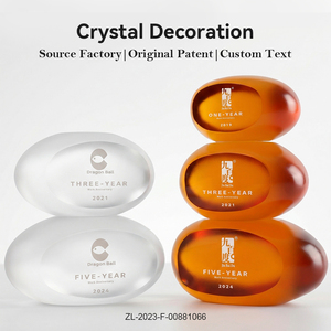 Ensemble de trois sphères en <span class=keywords><strong>cristal</strong></span> K9 couleur ambre, trophée personnalisé, cadeau d'anniversaire, décoration de table gravée personnalisée - Product Image 2