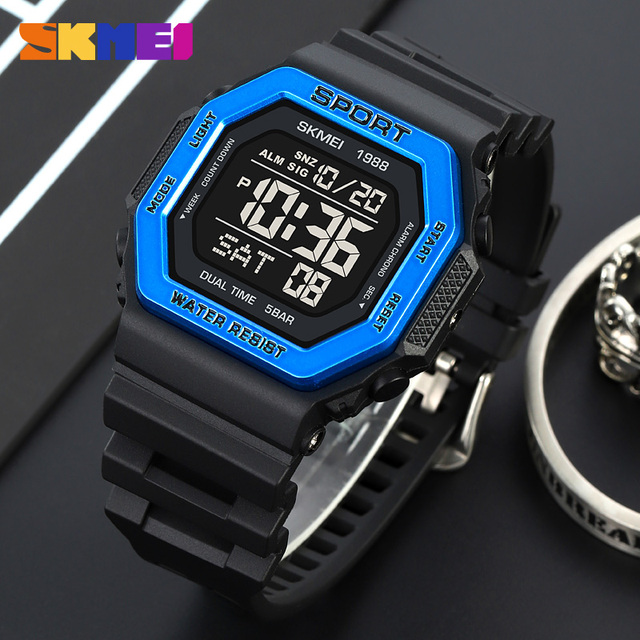 Factory Wholesale 5ATM Waterproof LED Backlit Digital Sport Watch OEM Type Watches for Men Shock SKMEI1988