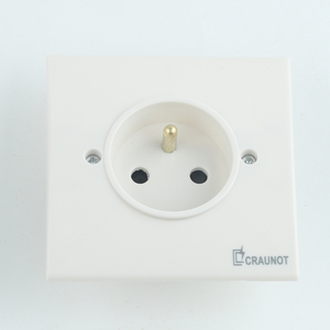 French Standard Grounded Wall Socket 10A 220V Flush Mount White PC Panel CRAUNOT Brand 2P+<strong>E</strong> Electrical Power Outlet - Product Image 6
