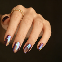 Boîte de faux ongles à presser 3D effet Aurore, à points, œil de chat, couvrance totale, métalliques, pour nail art