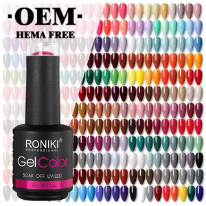 RONIKI HEMA dan TPOfree gel gula poles membuat merek Anda sendiri Kutek gel kuku Korea 15ml logo kustom gel warna kuku