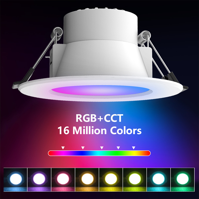 85-265V Color Changing LED Downlight RGBCCT 5W with Alexa APP Smart Ceiling Lamp RGBW Dimmable LED Recessed Down Lights