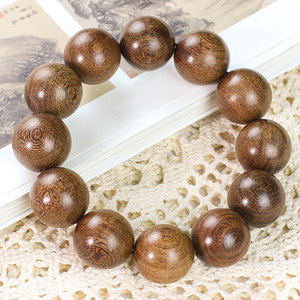 Bracelet en bois de santal, perles rondes de 20 mm, bijoux de cérémonie religieuse pour hommes, origine Hangzhou, antiques, objets de collection - Product Image 1