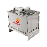 Barbecue pliant en acier inoxydable, portable, résistant à la rouille, facile à nettoyer, minimaliste, sans outil, pour camping-car, pique-nique, 1 à 3 personnes