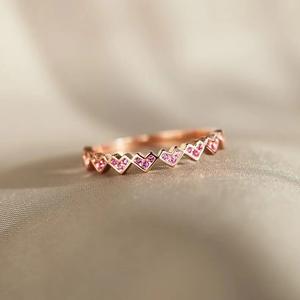 T0277 Heart Shape Rose Gold <b>Ring</b> With <b>Crystal</b> Rhinestone Channel Setting For Women's Everyday Wear - Product Image 6