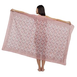 Muted Coral Orange Hand Block Print Cotton <b>Sarong</b> Wrap for Women, Lightweight Bikini Cover-Up, Summer Beach & Resort Wear - Product Image 1