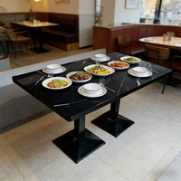 Tables et chaises de restaurant, mobilier commercial moderne de style occidental, sièges en bois et en PU