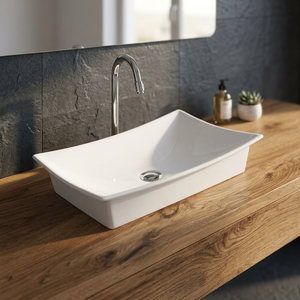 Forme ovale dessus de table en céramique Lavabo style moderne lavabo monotrou commercial hôtel salle de bain évier meubles bassin - Product Image 4