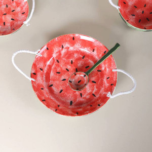 Ceramic Watermelon Design Serving Dish With Rope Handles 4 Pieces Fruit Vegetable Tools <b>Set</b> <b>Hand</b> <b>Wash</b> Only - Product Image 3