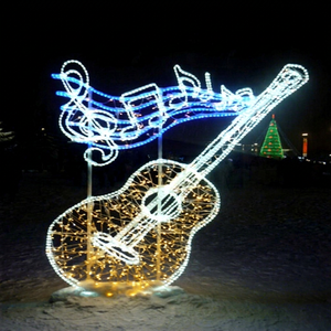 Una Escultura Luminosa de Guitarra Crea una Atractiva Atracción Fotográfica Festiva para Plazas, Resorts y Eventos Musicales - Product Image 1