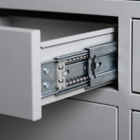 Gabinete de Acero Gris Minimalista, Elegante Archivador Grande con Sección Superior Transparente y Compartimento Inferior Privado