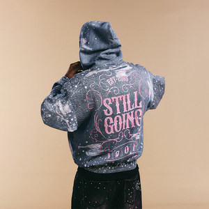 Sudadera tipo cárdigan de moda con capucha, de la <span class=keywords><strong>serie</strong></span> Crystal, con textura vaquera, adornada con pedrería, de poliéster/algodón, con transferencia en frío - Product Image 2