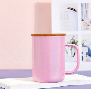 Agh New Arrival 17Oz thăng hoa đầy màu sắc ánh sáng lung linh Glass Mug đi kèm với xử lý và tre có nắp đậy - Product Image 5