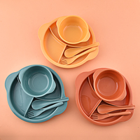 Ensemble de couverts en plastique détachable avec dessin animé assiette pour enfants bol à soupe fourchette et cuillère vaisselle pour enfants