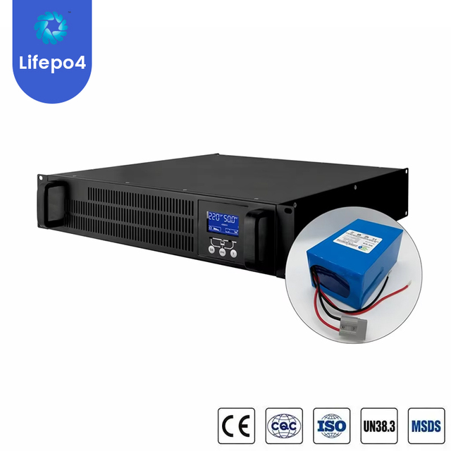 2KVA UPS 2000VA Online UPS with LiFePO4 Lithium-ion Battery UPS Battery Backup Power Supply for Data Center Computer Office