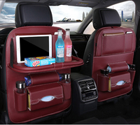 Organisateur de siège arrière de voiture pliable universel de haute qualité avec logo personnalisé de luxe en cuir PU imperméable avec plateau de table