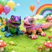 Vashine - Figura de Gecko Arcoíris Impresa en 3D, Cuerpo Flexible, Figura de Animal Colorida para Niños y Coleccionistas, Figura de Gecko Colorida