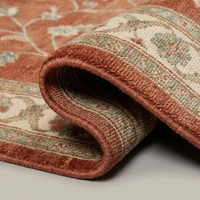 Tapis de salon de style vintage inspiré d'Oushak, tissé à la main, motif floral Wilton