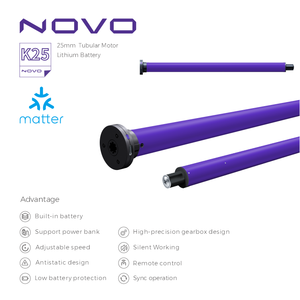 NOVO K25 Matter Over Thread Smart, Motor Tubular de 25 mm con Batería de Litio Integrada, Motor Inalámbrico para Persianas Enrollables, Silencioso, Compatible con HomeKit y Alexa - Product Image 2