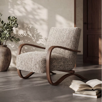 Fauteuil individuel de loisirs BTSC005 avec accoudoirs, surface en tissu confortable, coussin en éponge haute densité, structure en acier, pour salon