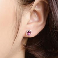 Boucles d'oreilles en or rose 14 carats 0,85 ct avec diamant rubis naturel sang de pigeon Bijoux en or fin pour anniversaire et mariage de femme