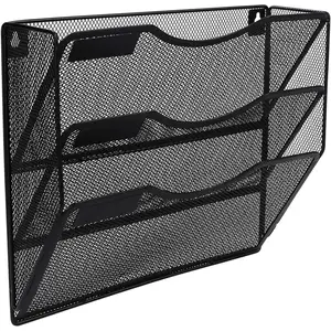 Organizador De Arquivos De Parede 3 Pneu Pendurado Arquivo Pasta Organizador Vertical Mesh Metal Door/Wall Mount Pendurado Arquivo Titular