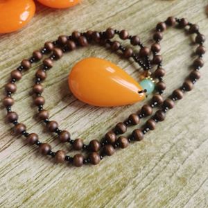 Trendy Resin Pendant Sweater <b>Chain</b> Vintage Amber Stones Natural Drop Carved Ethnic Style Buckle Necklaces for Luxury Gift - Product Image 4