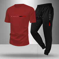 Costume décontracté pour homme PARIS, printemps et été, nouveau style, imprimé lettres, tendance américaine, sport, mode, ensemble deux pièces à manches courtes et pantalon