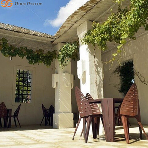 Chaise creuse en acier Corten à nervures, résistante à la rouille, élégante, pour l'extérieur, idéale pour jardin, balcon, aménagement paysager résidentiel - Product Image 6