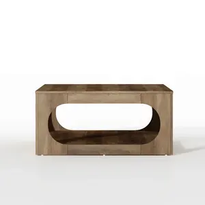 Modern Square <strong>Coffee</strong> <strong>Table</strong> with Open Shelf Storage and Cut - <strong>Out</strong> Design for Stylish Living Room Display - Product Image 3