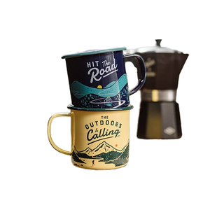 Taza de Café Esmaltada Reutilizable Clásica de 12oz al por Mayor con Cuchara, Logotipo Personalizado Impreso, Regalos Empresariales, Apta para Microondas y Lavavajillas, para Viajes - Product Image 1