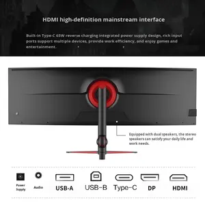 34/49인치 4K 5K 165Hz MVA 패널 3ms 응답 속도 21:9 디스플레이 비율 게이밍 커브드 조절 가능한 데스크탑 컴퓨터 모니터 피쉬 - Product Image 4