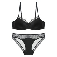 Ensemble soutien-gorge et bikini en dentelle pour femme, sans armatures, rembourré, bonnet 3/4, lingerie à bretelles réglables, fermeture au dos, usage quotidien