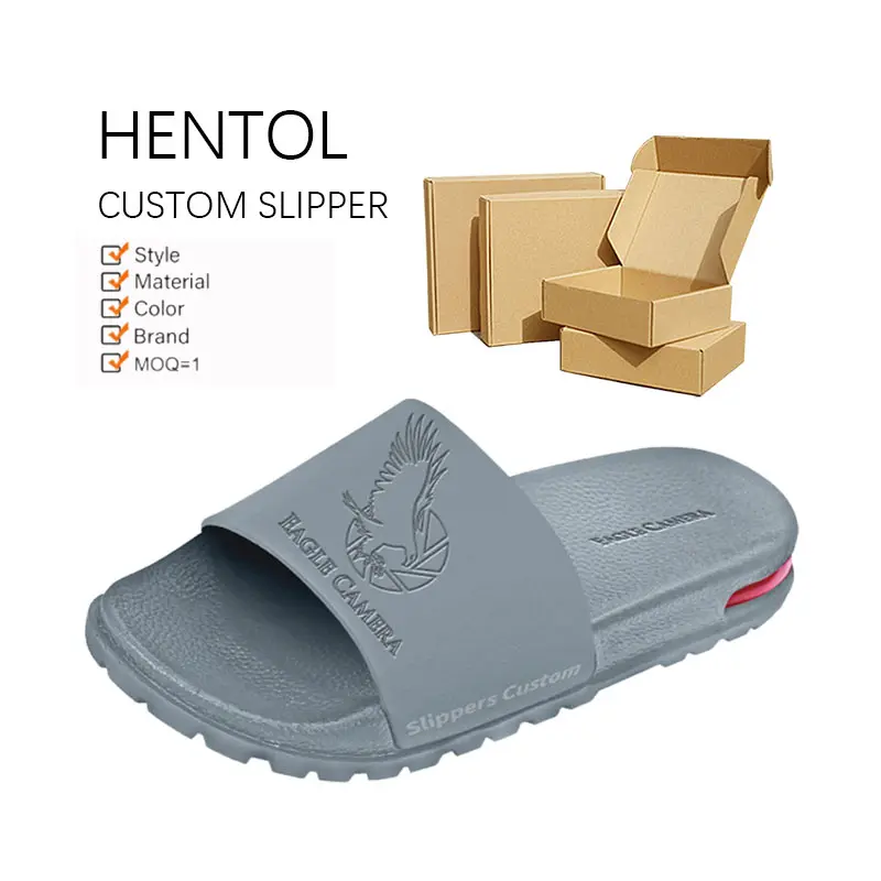 Hentol Custom Slipper Blank Slide Sandal summer Men's Slipper Green Slider Sandals men Slides Footwear
